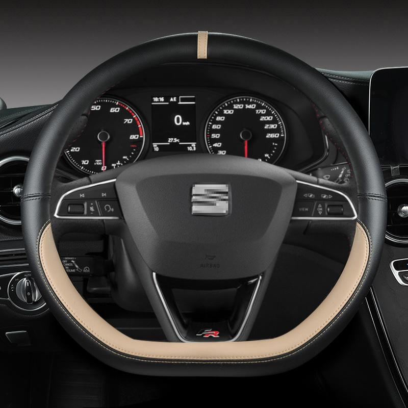Mikrofaser Leder Auto Lenkradbezug Rutschfest 38cm Für Seat Tarraco Arona Ateca Ibiza Toledo Mii Leon Arosa Exeo ST FR