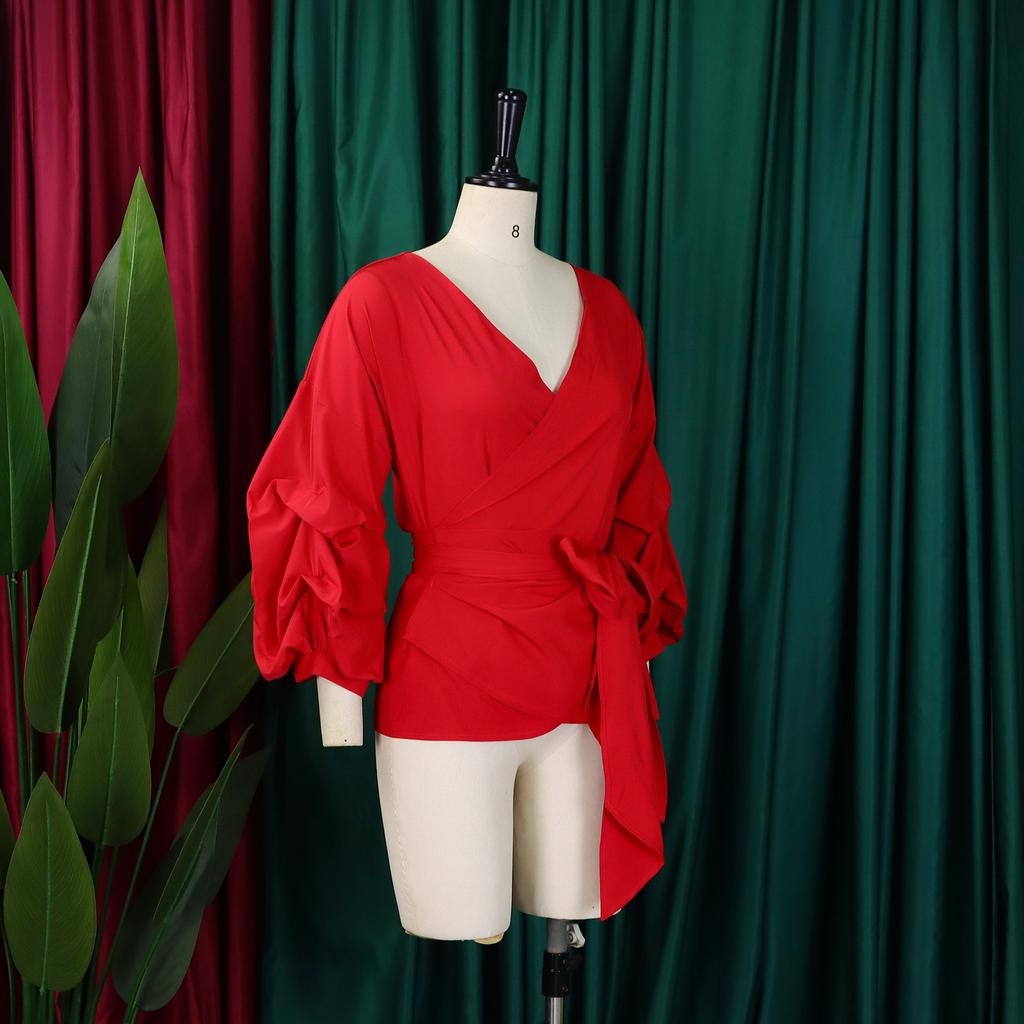 YYFS Women's Fashion Casual Spring Fall Solid Color Print Long Sleeve V-Neck Blouses & Shirts