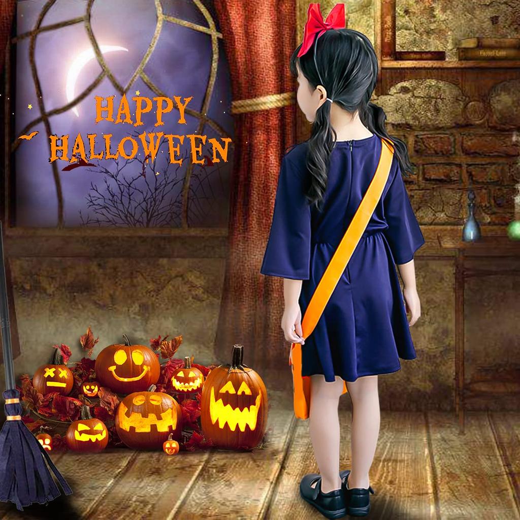 Delivery Service Kiki Cosplay Halloween Kids Costume One Piece Headband Shoulder Bag Set Delivery Service Kids Cosplay Party Christmas Costume