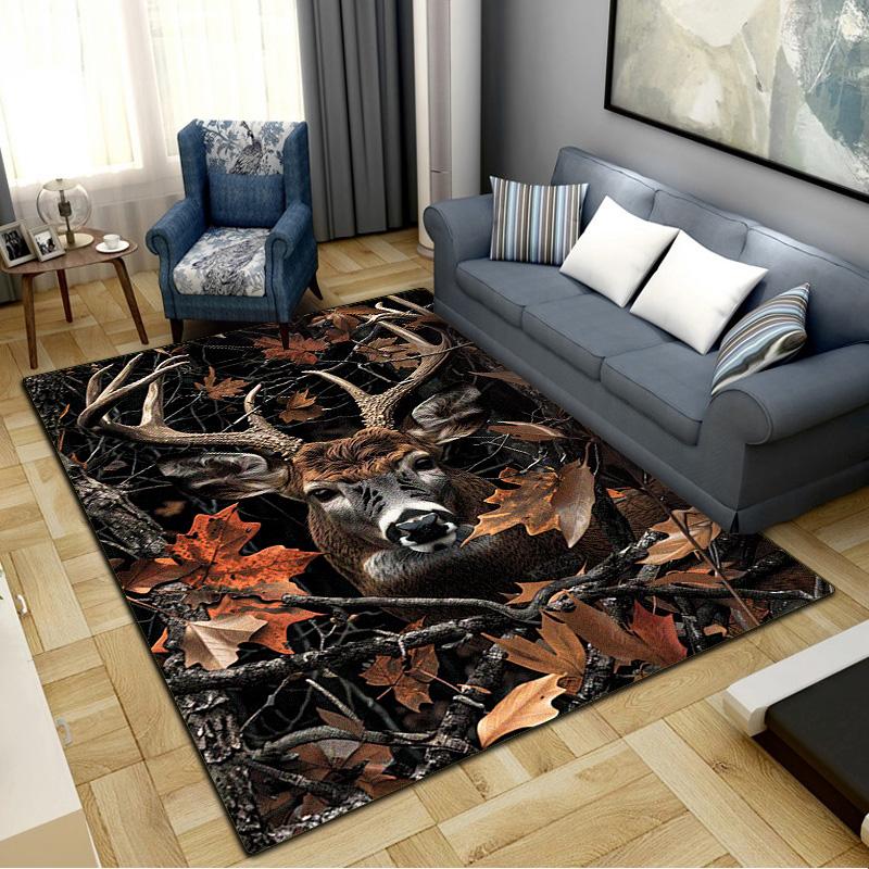 Vintage Deer Carpet Rug for Living Room Bedroom Home Sofa Decoration,Kids Play Non-slip Floor Mat