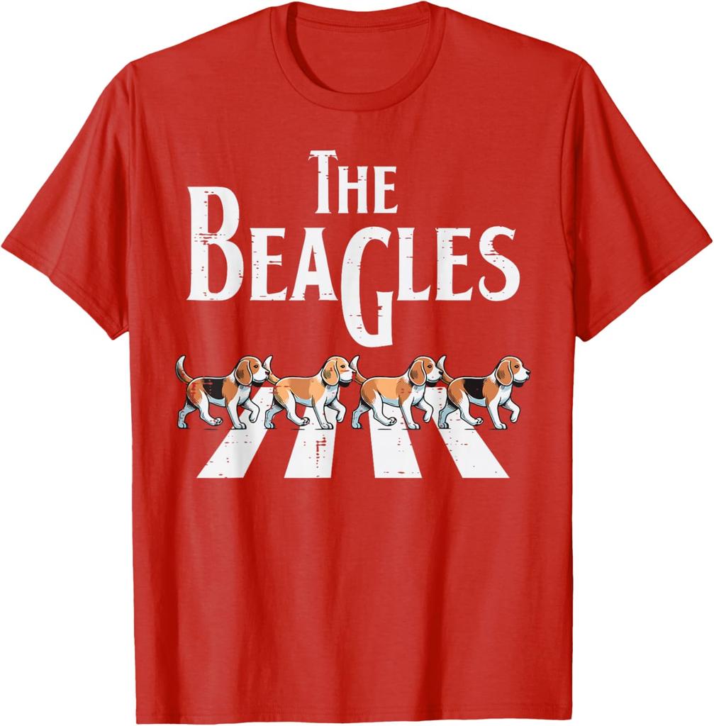 The Beagles Parody Abbey Road Walking Dogs Graphic Tee Casual Cotton TShirt for Men Women