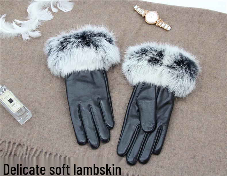 Women’s Winter Touchscreen Sheepskin Gloves - Warm, Windproof, Fur-Lined for Driving, Skiing, Riding