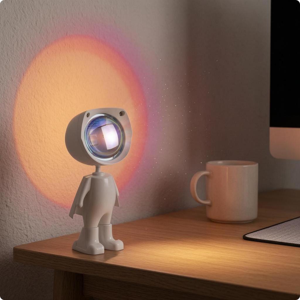 Astronaut Light Lamp Rotating Head Sunset Touchless Switch Tabletop for