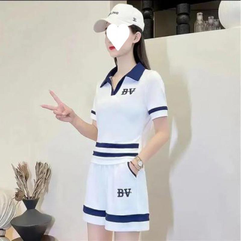 Embroidered Casual Fashionable Short Pants Set for Women in Summer, Korean-style Loose Short-sleeved Sportswear Two-piece Set