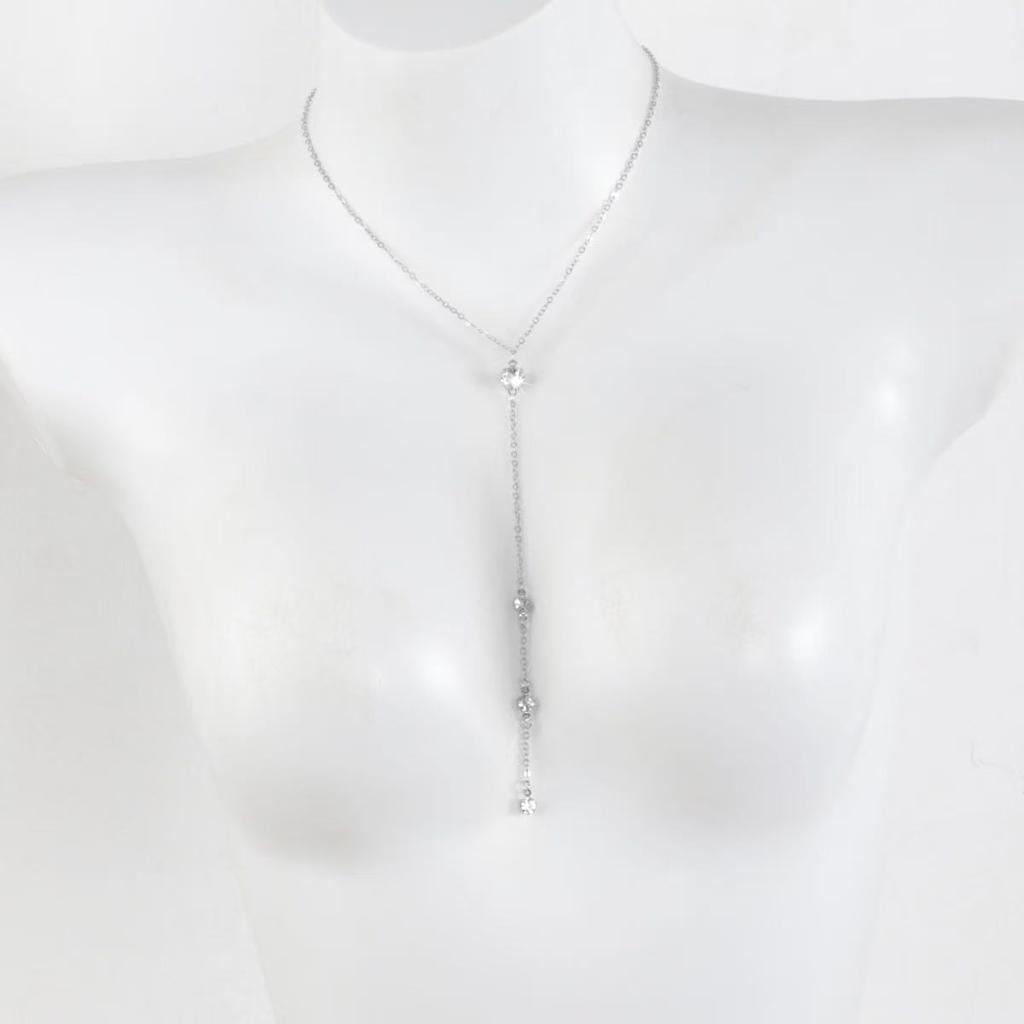 Zircon Water Droplet Tassel Necklace, High-end Temperament Collarbone Chain, Fashionable Niche Personality Versatile Necklace