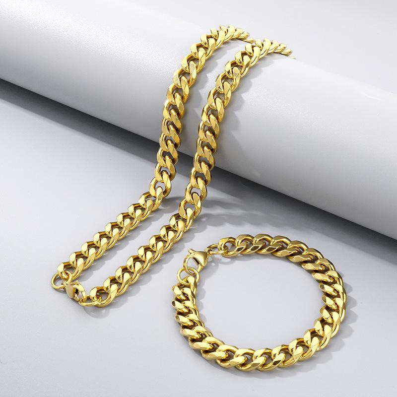 Halskette aus Titanstahl mit dicker Hip-Hop-Kette, Edelstahl sechsseitig geschliffene Kette mit Kettenschmuck