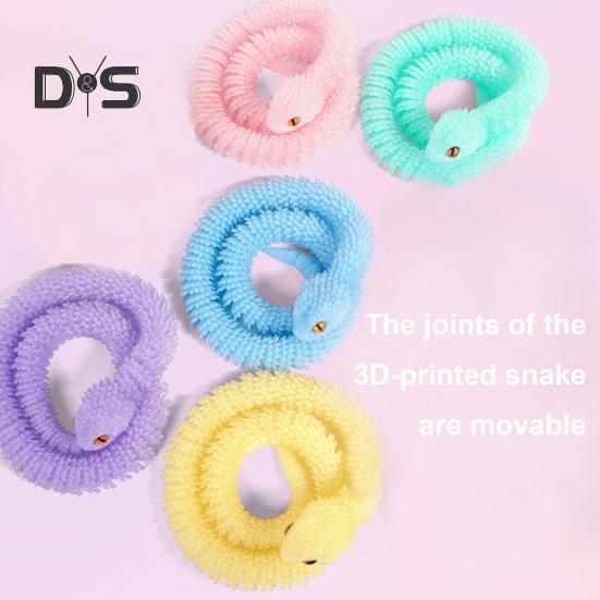 30cm/40cm/60cm 3D Printed Snake Ornament Movable Joints Bedside Table Snake Figurine Prank Toy Desk Decor