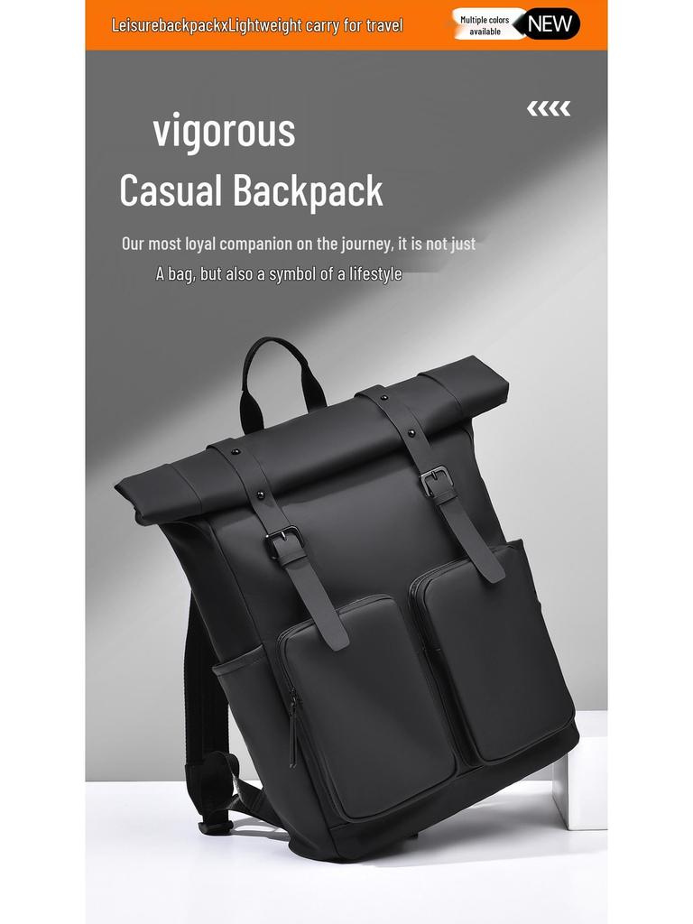 Mångsidig ryggsäck med stor kapacitet i enfärgad design för daglig pendling och resor