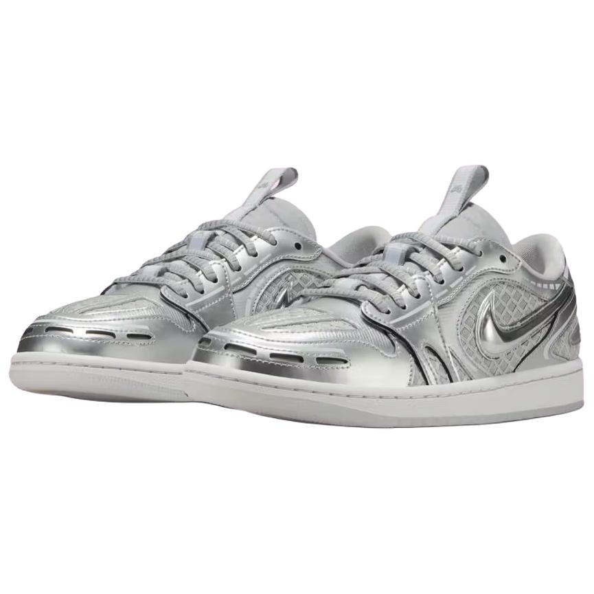 New Jordan Air Jordan 1 Abrasion Resistant Low Top Vintage Basketball Shoes Women's Silver Gray HQ2186-002