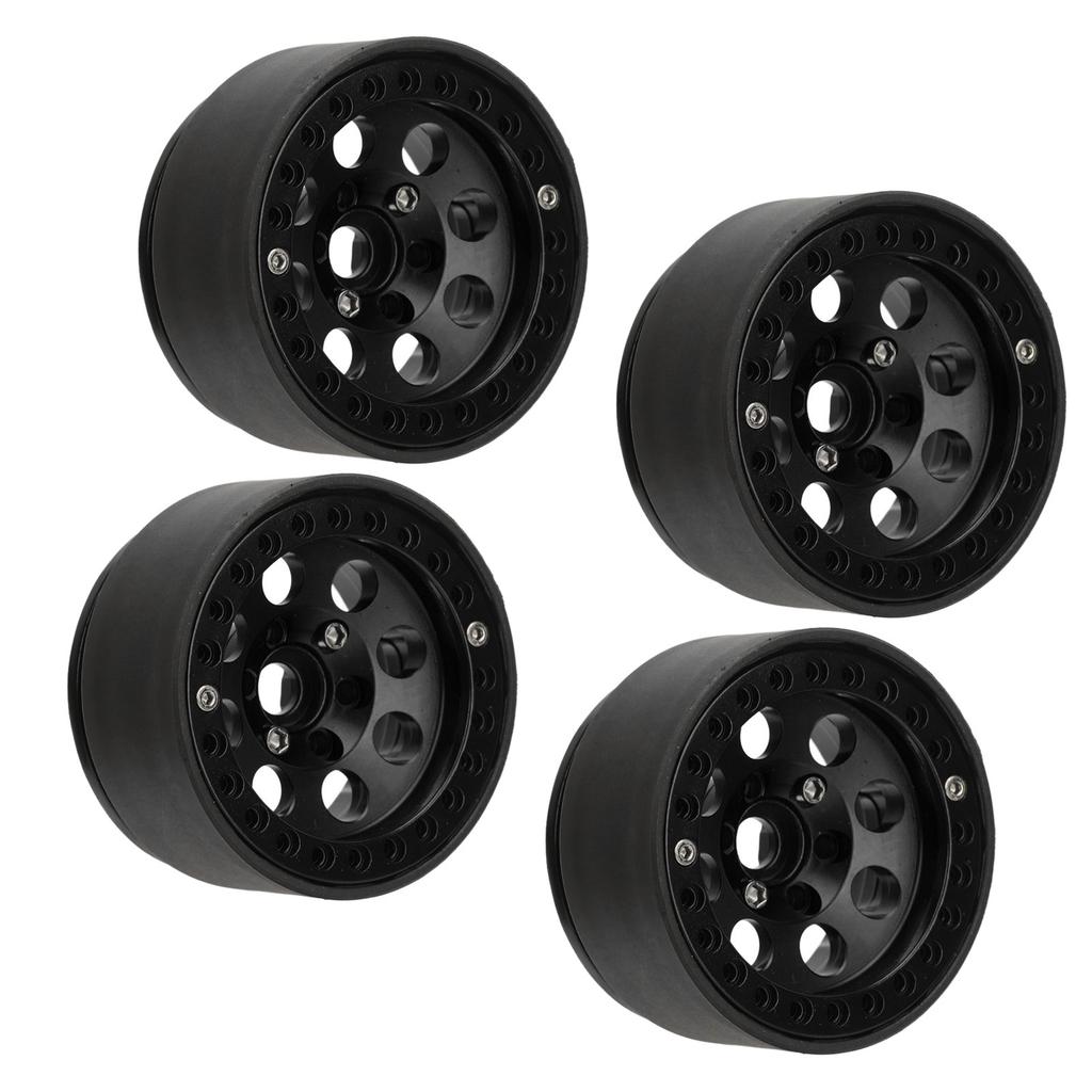 4Pcs RC Wheel Rim 1.9 Inch Aluminum Alloy Stable RC Car Wheel Hub for Axial SCX10 II III Black