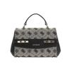 GUESS Sac à main noir taupe pour femme - Melinda Logo Top Handle Bag Black Logo 331166
