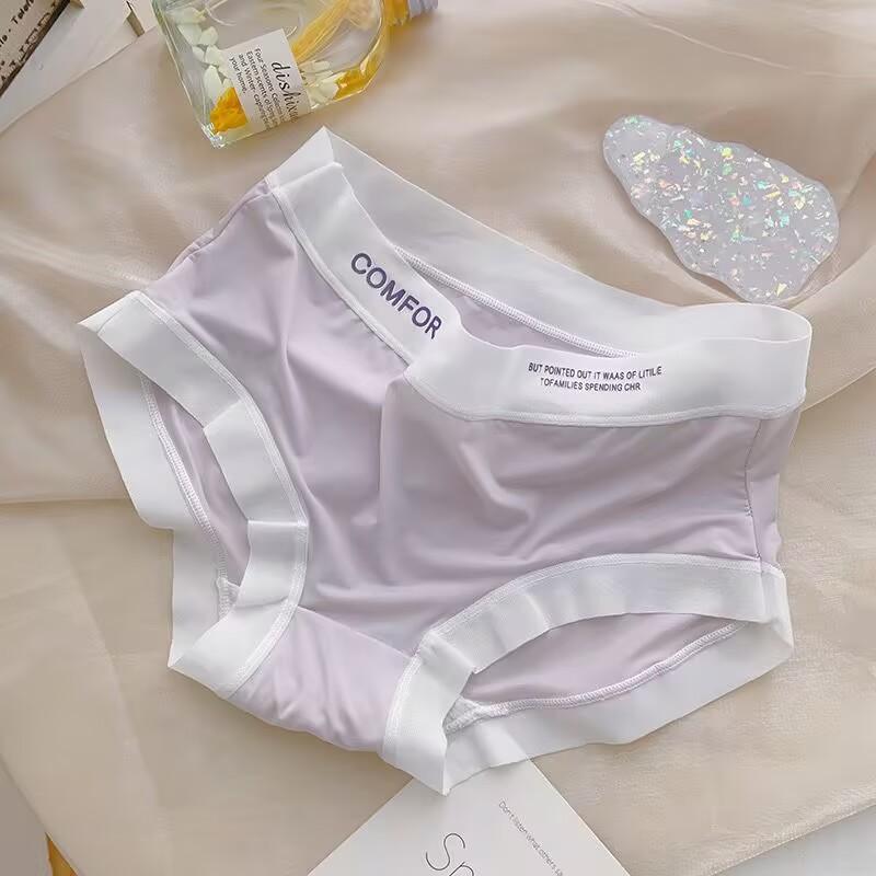 

Новое женское летнее шелковое нижнее белье, милые удобные трусы для девушек, модные дышащие трусики со средней талией, бесшовные трусы, нижнее белье XL фиолетовый