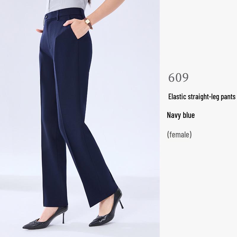 Women s Elastic Straight-Leg Business Casual Trousers - Professional Work Pants M