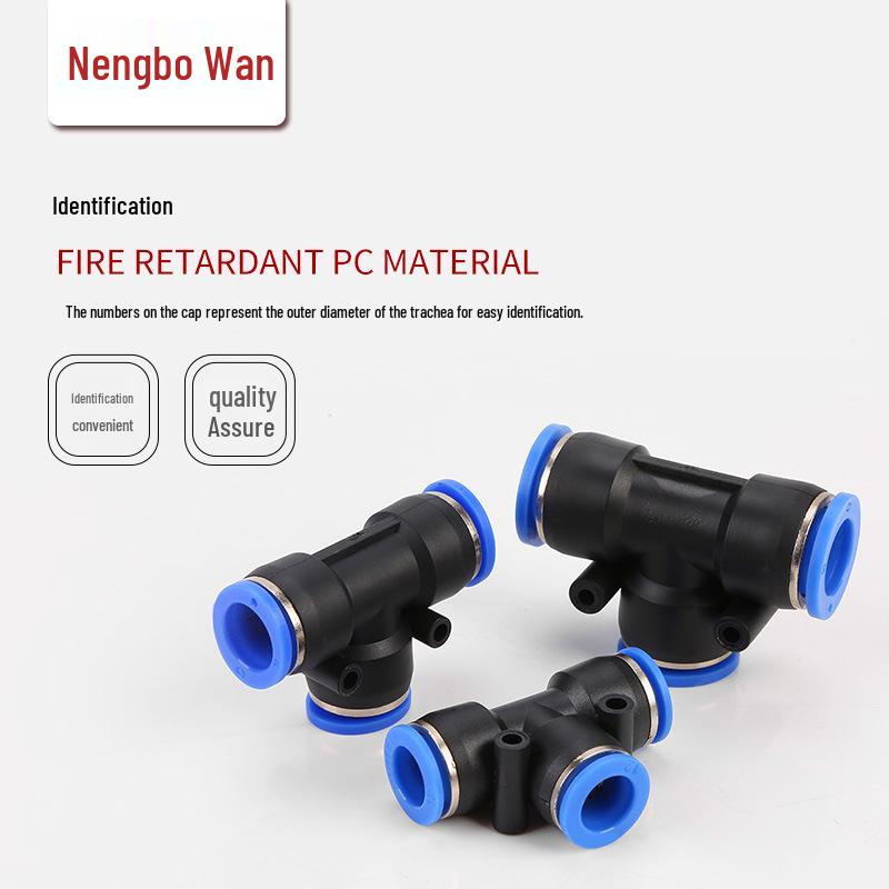 Plastic T-Shaped Reducing Tee Quick Connect Pneumatic Air Hose Fitting (PE-6/8/10/12)