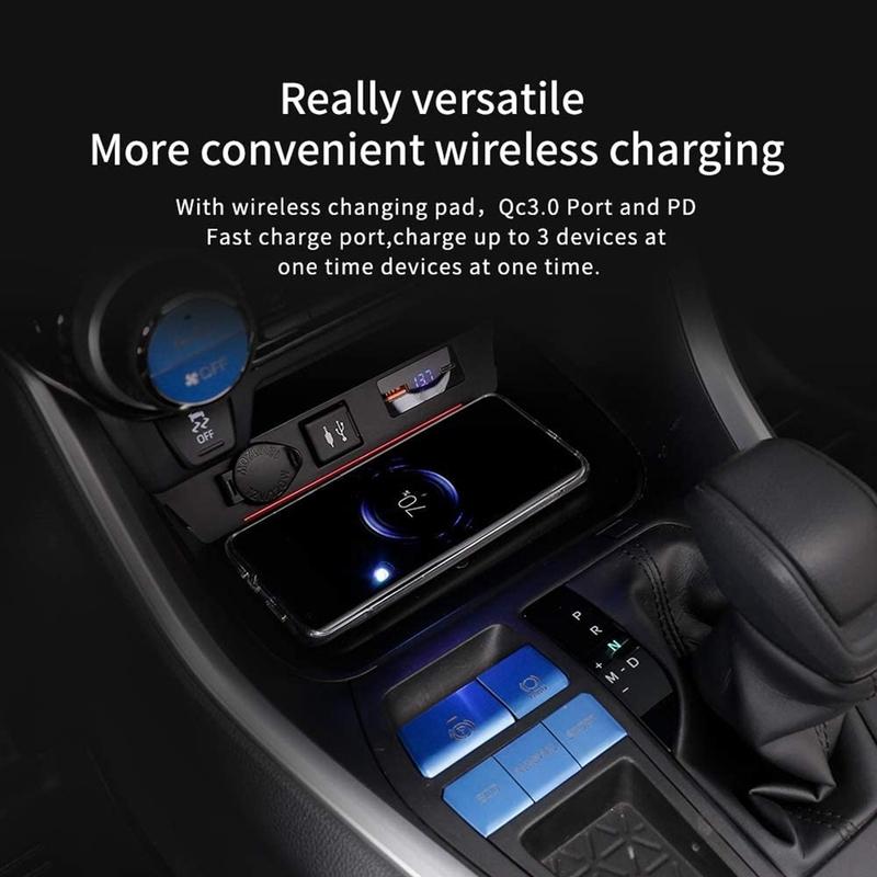 A03E-Car For Qi Wireless Charger Fast Charging Phone Holder Pad For Toyota Rav4   Car Modification Interior