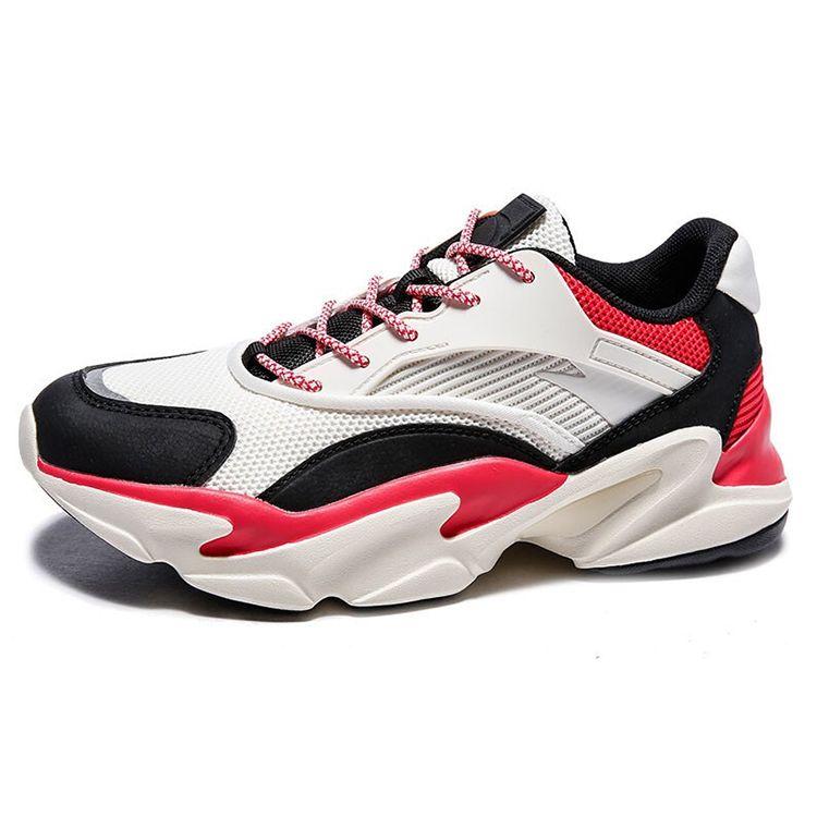 Anta Lifestyle Series Wear-Resistant Non-Slip Retro Low-Top Dad Shoes Women Sneaker White Black Red 12848883-12
