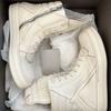 High Top White Ankle Boot Geobasket Leather Casual Sneaker for Men and Women Zipper Lace-Up Flat Thick-Sole Shoe