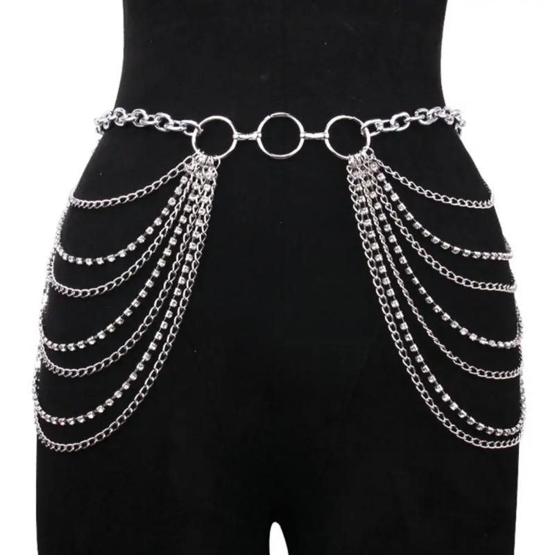 

Waist Chain Jewelry Adjustable Harness Belly Chain Multi Layer Tassel Belly Chain Sexy Waist Corset Belt Clothing for Women