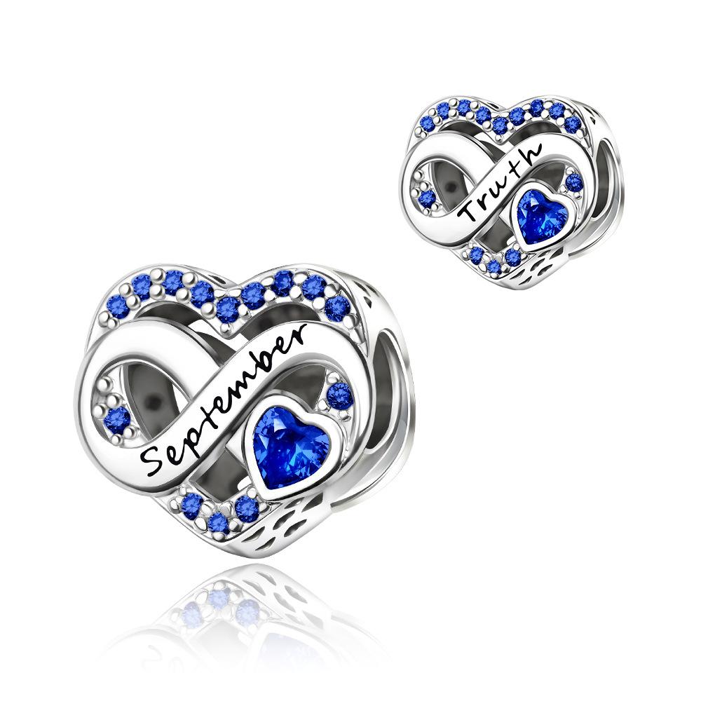 S925 Silver Zodiac Birthstone Fashion Heart Month DIY Beaded Jewelry Making Kit Accessories Set