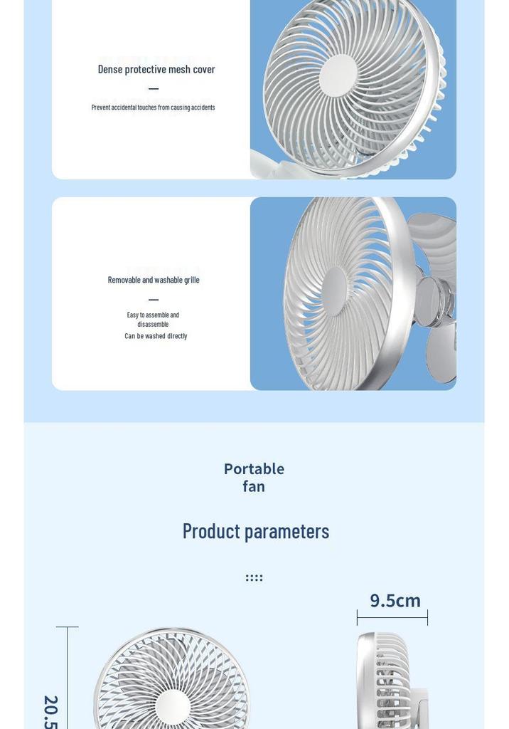 USB Rechargeable Desktop Oscillating Mini Fan for Dorm or Office