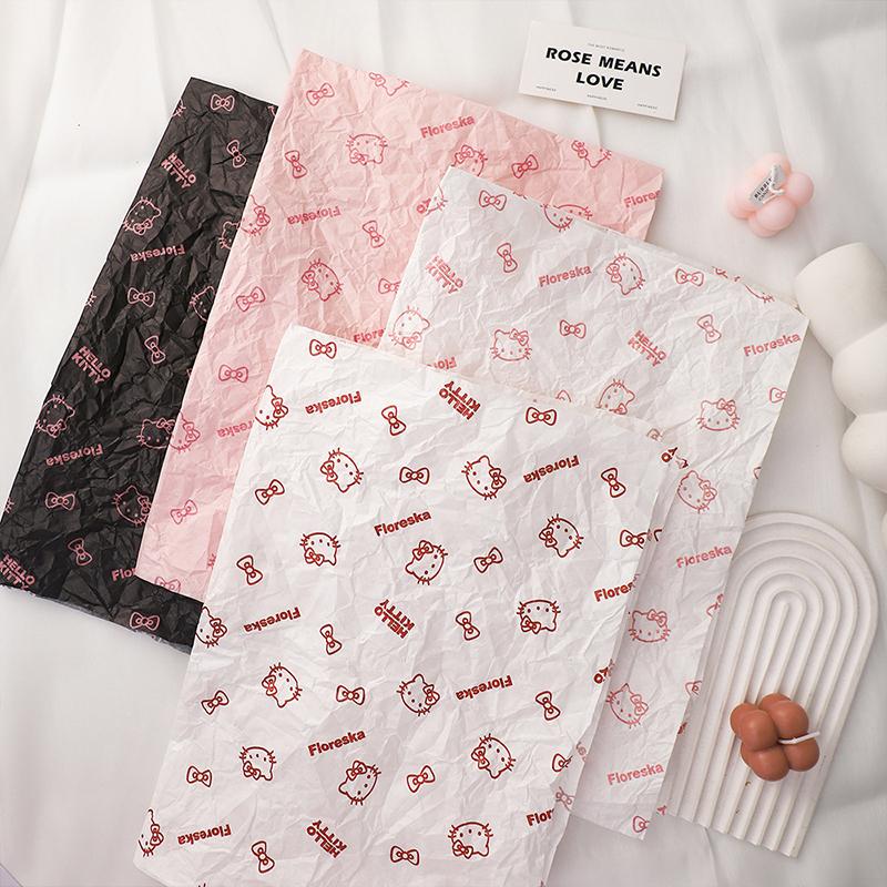 Hello Kitty Wrapping Paper Flower Bouquet Packaging Paper Strap Ribbon Flower Decoration Strap Gift Packaging Paper Accessories