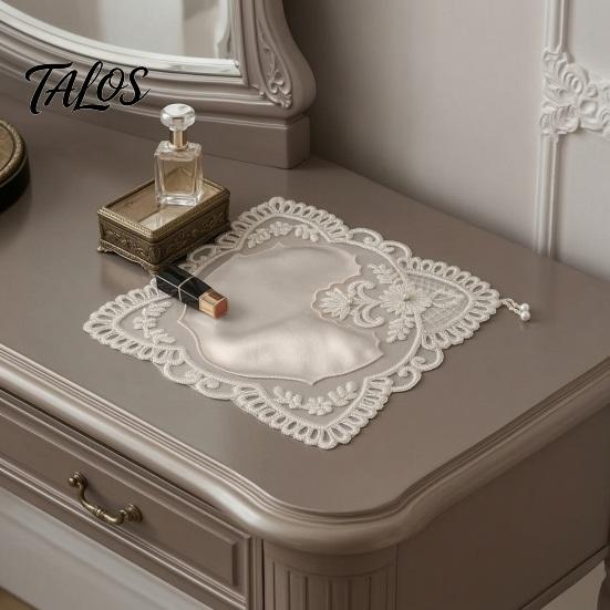 Light Luxury Table Ornaments Retro Square Placemat, Floral Embroidery Coaster with Beads, Heat Resistant High End Home Furnishing Mats Place