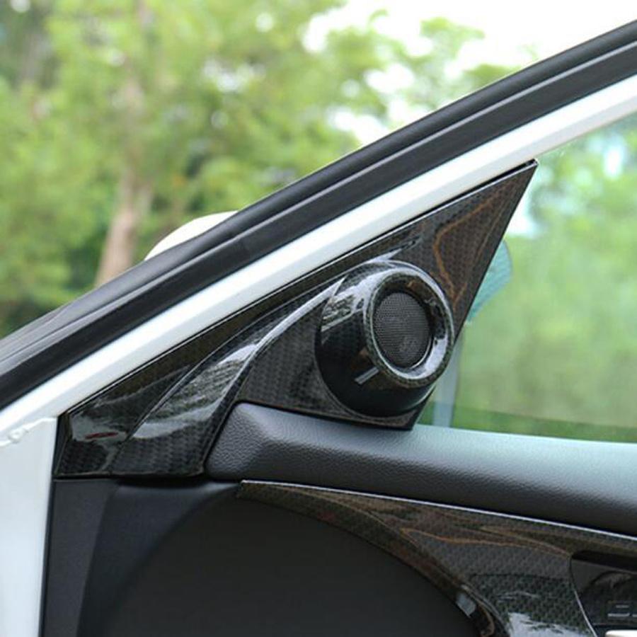 Carbon Fiber Look Inner Front Door Speaker Cover Trim For Honda Civic 10th 2016-2021