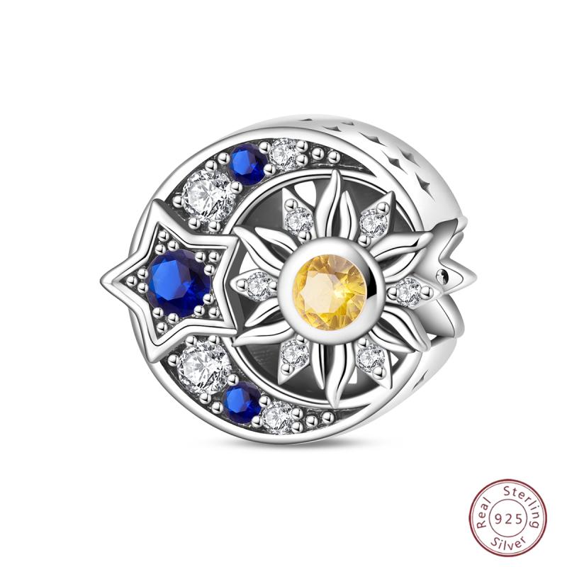 Copper Beaded Pendant Sun Moon Star Magic Tarot Vitality Suitable For Original 3Mm Bracelet Women Exquisite Jewelry