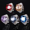 New Copper Bottom Gold-plated Jade Nest Cut Retro Fat Square Ring for Women 14 * 14