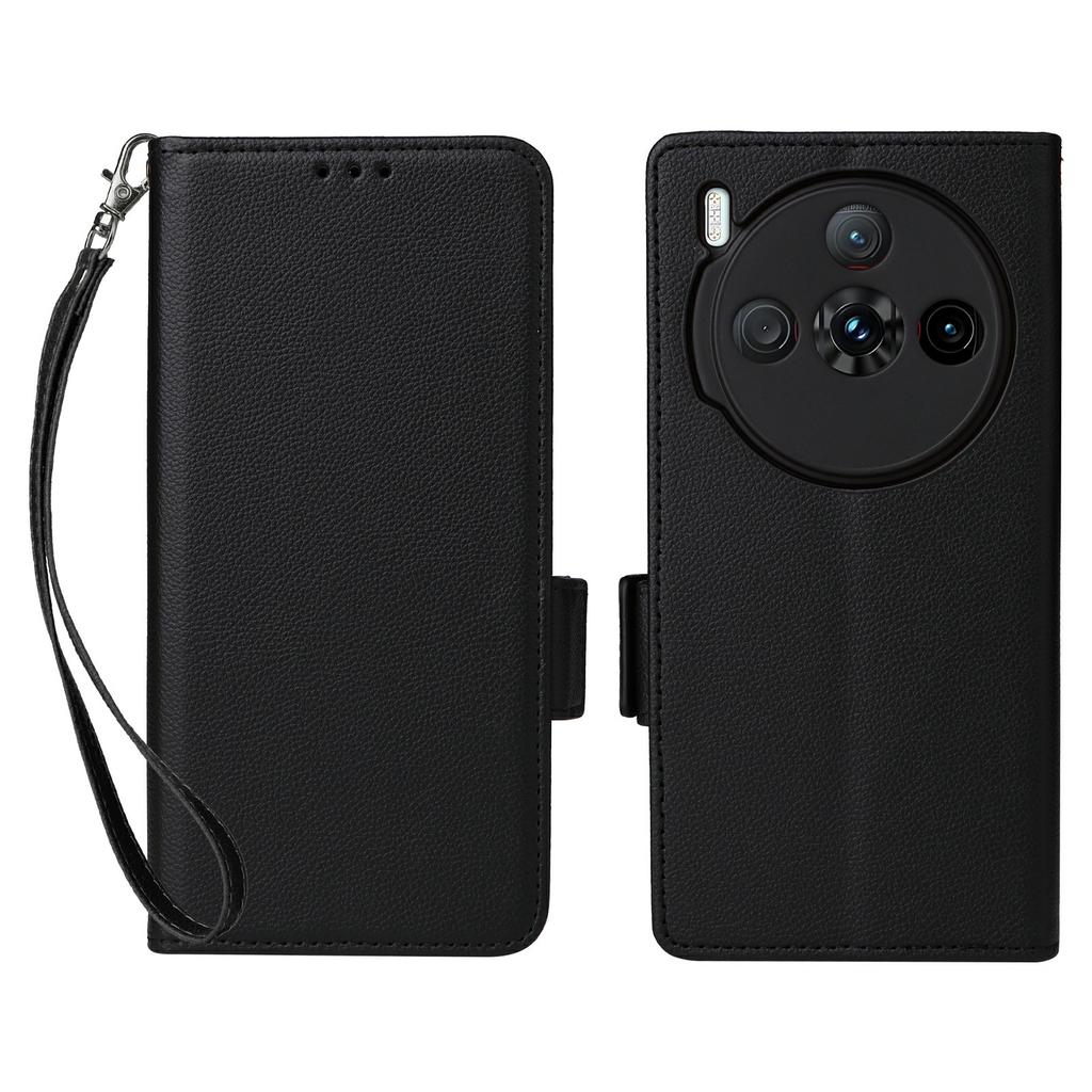 For ZTE nubia Z60S Pro 5G Case with Wrist Strap Litchi Texture PU Leather Wallet Phone Cover