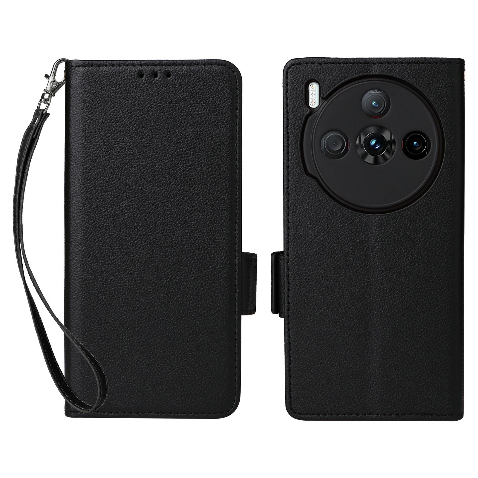 

For ZTE nubia Z60S Pro 5G Case with Wrist Strap Litchi Texture PU Leather Wallet Phone Cover B