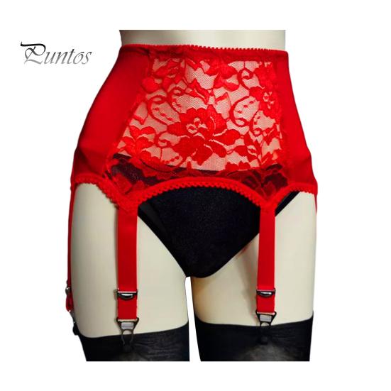 Dámský podvazek se 6 drápy vyhloubený, průhledná krajka Květinová výšivka Vysoký pas Elastické punčochy Fixer Club Party Líbánky Podvazek