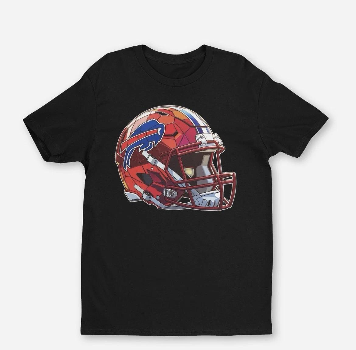 Bills Stained Glass Helmet Buffalo Fan Unisex T-Shirt Adult & Youth Sizes XS