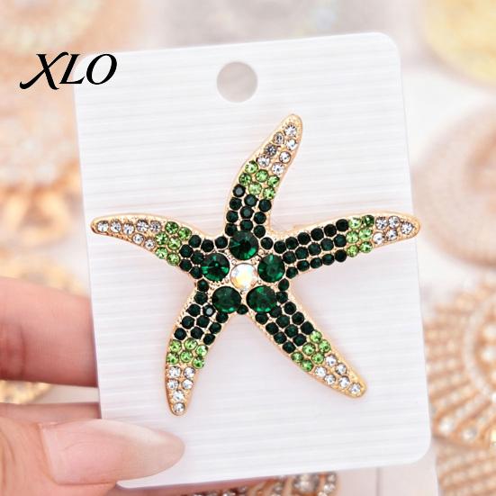 Alloy Decorative Pins Vintage Rhinestone Starfish Brooch, Ocean Metal Lapel Pin, Bag Decoration Pin Sea Animal Jewelry for Suit Dress Coat Scarf
