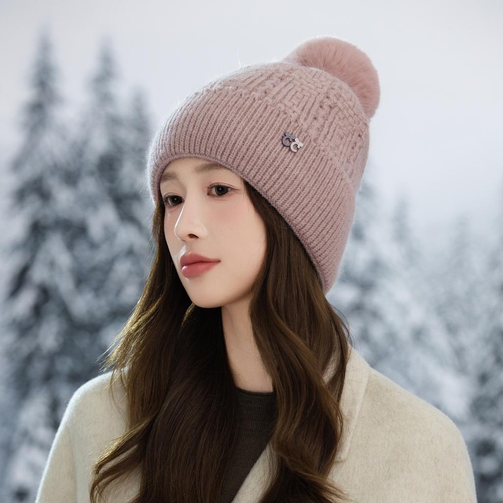 Hat Women's Winter Cycling Fleece Thickened Warm Wool Hat Ear Protector Knitted Hat