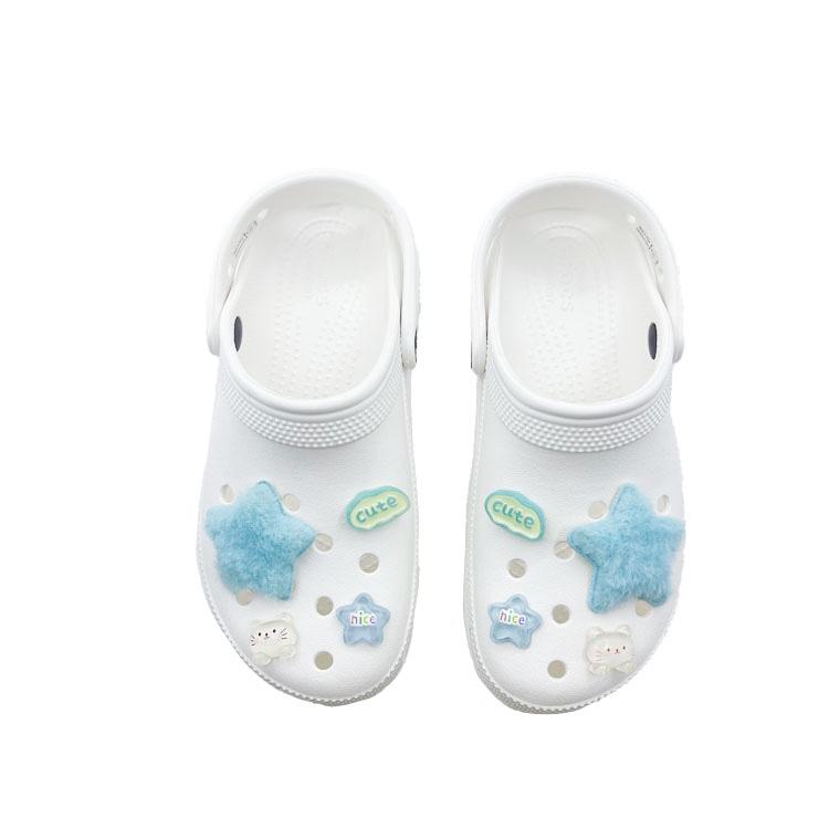 Crocs Classic Platform Clog EVA Star Entertainment Beach Travel Versatile Fashion Trend Hole Shoes Unisex White