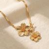3pcs/Set OT Clasp Flower Pendant Necklace Exaggerated Snake Chain Necklace  Holiday Wedding