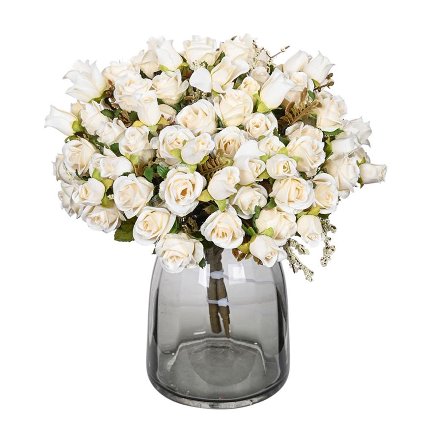5 Forks 15 Heads Silk Artificial Flowers Rose Wedding Bridal Bouquet Festival Decoration Home Room Arrangement Flower Accessory