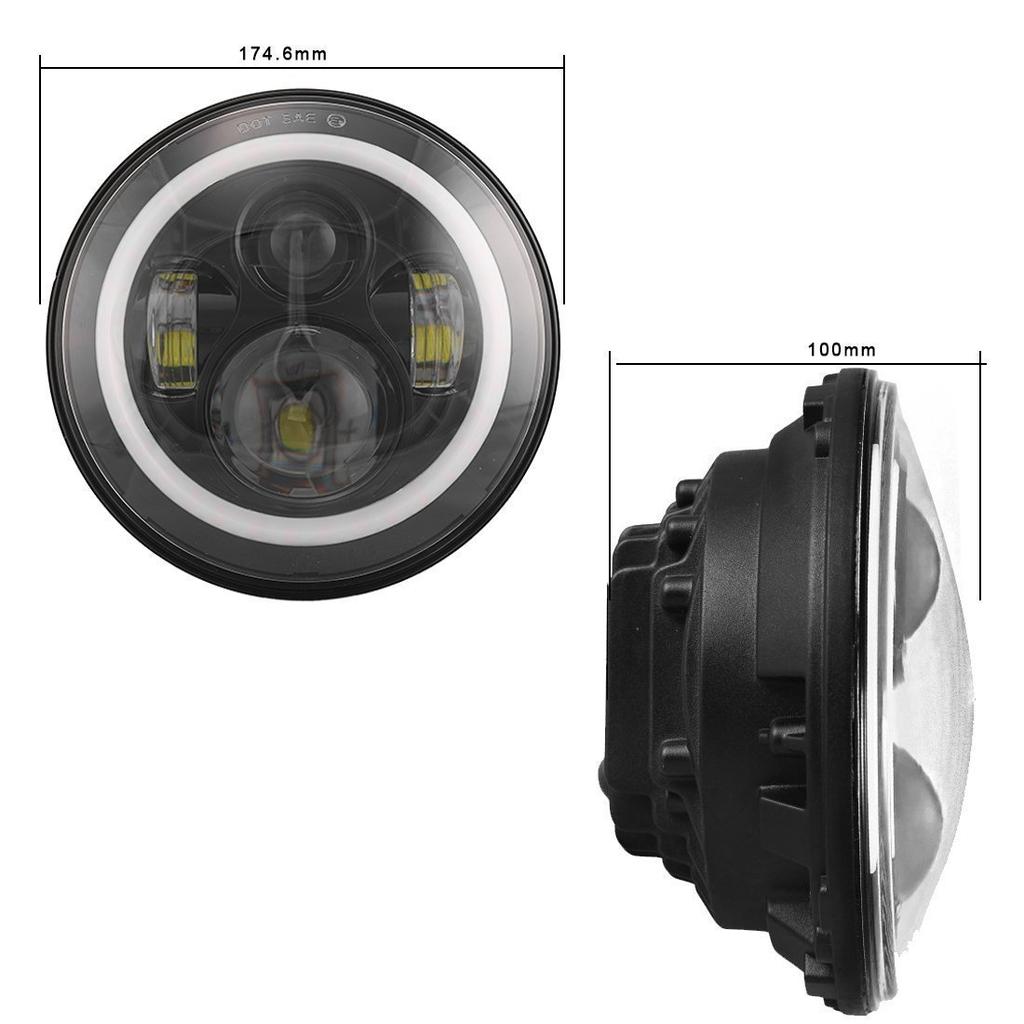 Ranzek Harley LED Headlight, 7 Inch Hi/lo Beam, LED Jeep Wrangler with DRL Function,