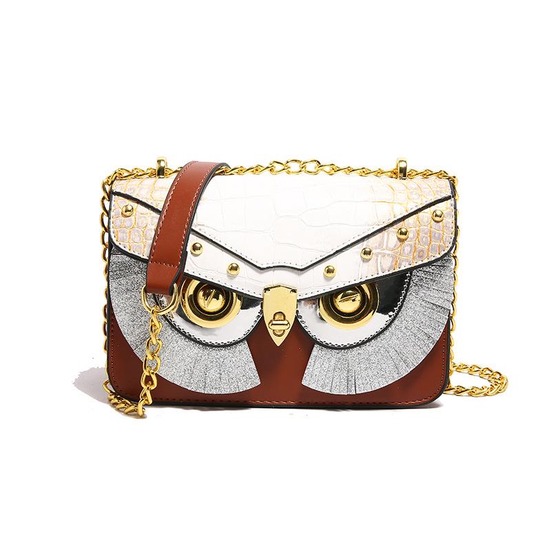 Personalized owl small bag women's 2025 new European and American fashion rivets niche versatile messenger chain small square bag