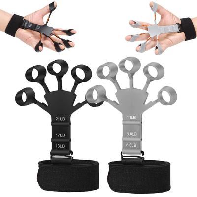 Fingertrainer mit Fingergriff, Silikon-Gitarren-Fingertrainer, 6 Widerstandsstufen, Handgriffe, Handstärkungsmittel für Patienten
