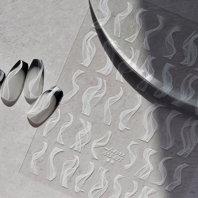 

Black and White Smoke Nail Sticker Tomoni Ballet Adhesive Semi-Transparent Lace Japanese Style Ins Nail Sticker Decoration White Smoke 695