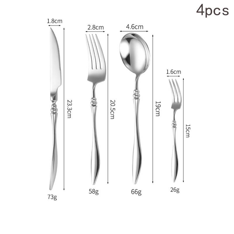 3/4/5/6PCS French 304 Stainless Steel Cutlery Set Pointed Tail Handle Spoons Knife Forks High-end Kitchen Restaurant Tableware