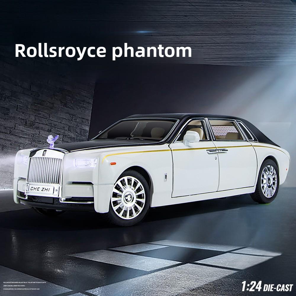 1/24 Rolls-Royce Phantom Alloy Car Model with Sound, Light, and Starry Sky Roof for Kids' Collection and Decoration.