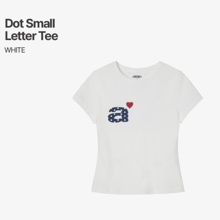 aeae DOT SMALL LETTER TEE | Korean Brand Slim Fit Cotton Graphic T-Shirt белый