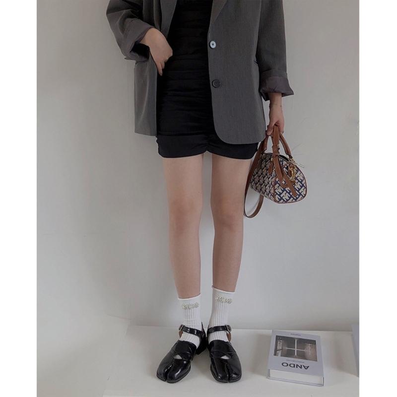 Pearls Crew Socks Sweet Roll Cuffs Ankle Dress Socks Japanese Cute Calf Socks
