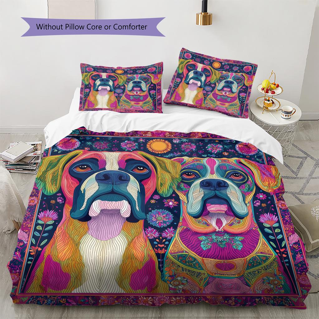 Boxer Muster Bettwäsche Heimdekoration Geburtstagsgeschenk (1 Bettbezug + 2 Kissenbezüge, ohne Füllung)