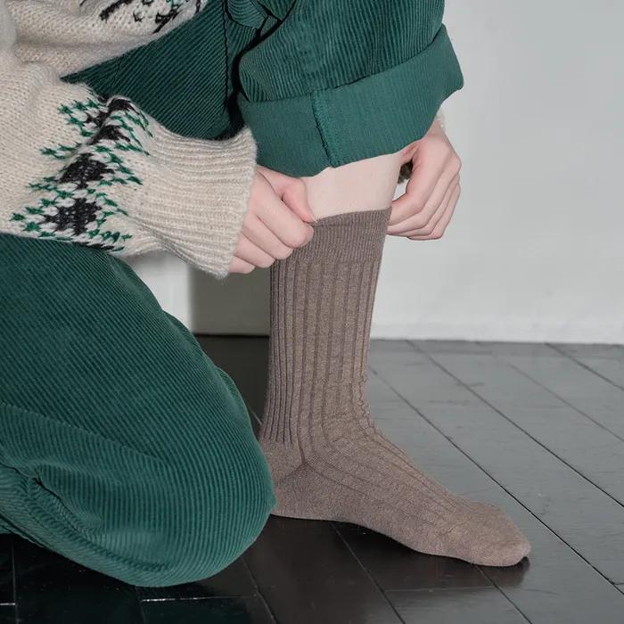 Essential Rib Socks MELANGE BROWN