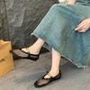 Flat bottom mesh breathable single shoes women's 2025 new summer hollow Mary Jane gentle evening shoes bag head sandals