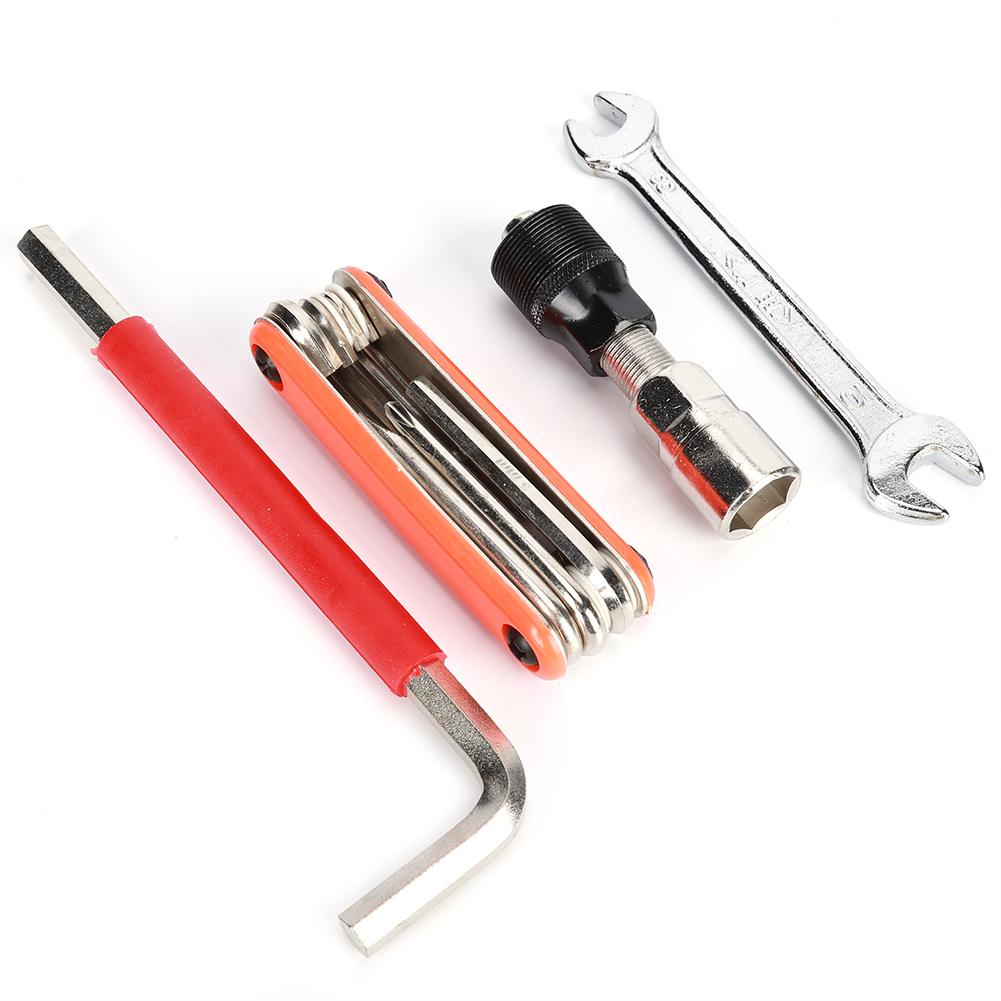 23PCS Stainless Steel Mountain Bicycle Wrench Tire Patch Crankset Chain Cutter Repair Combination Kit Tool Road Bike